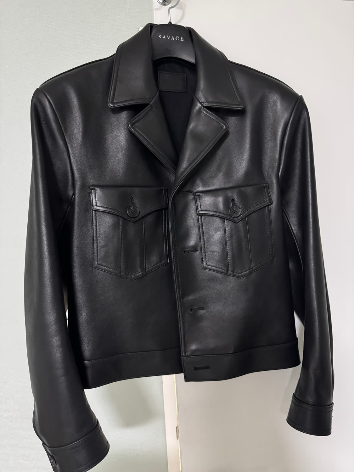 새상품 세비지 Military Leather Jacket - Black 상품이미지1