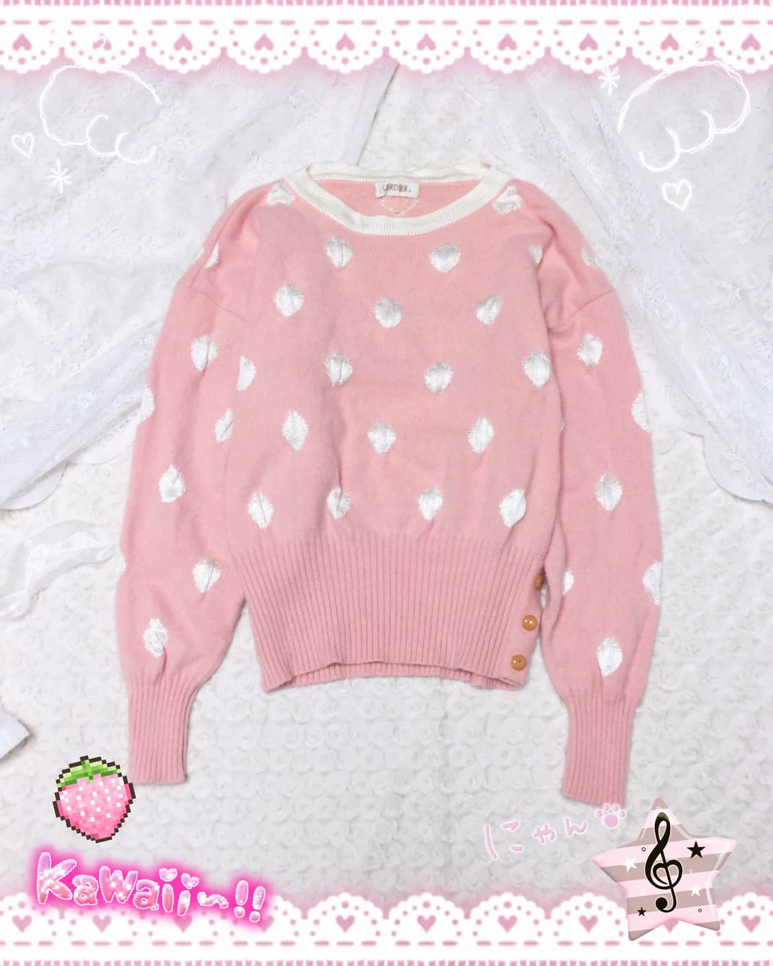 빈티지 핑크 도트 니트 상품이미지1