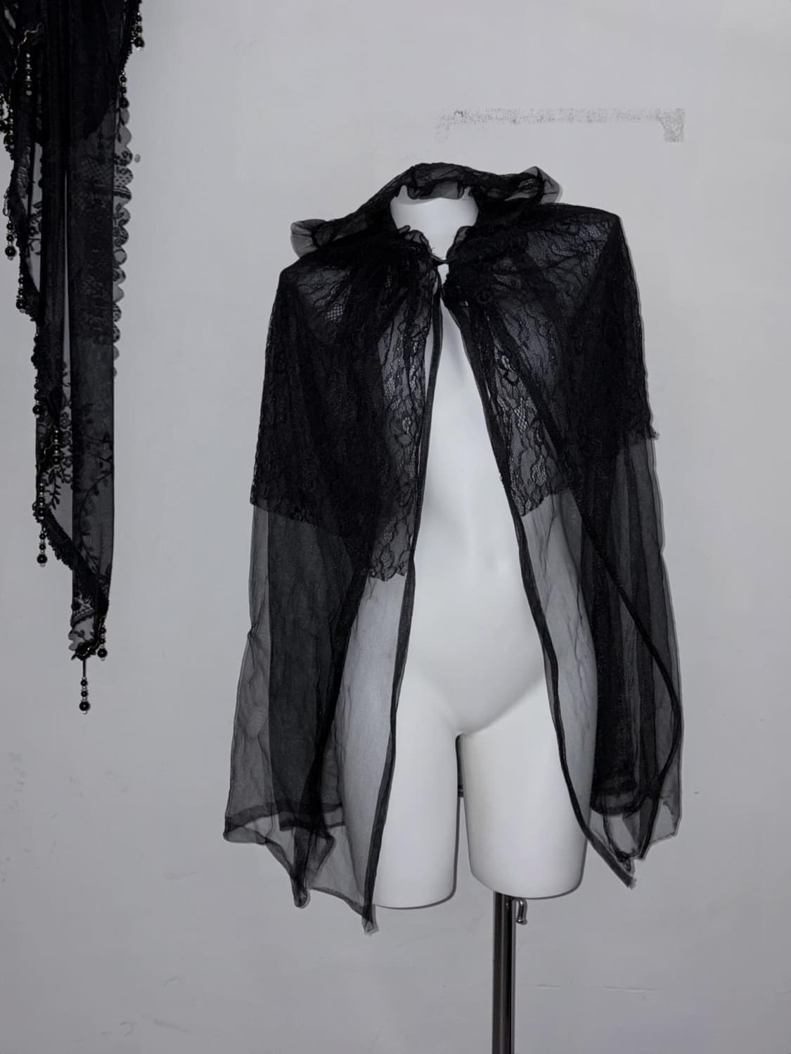 오사라기깔 고스 시스루 베일 3겹 레이어드 다크페미닌 고스로리 레이스 상품이미지1