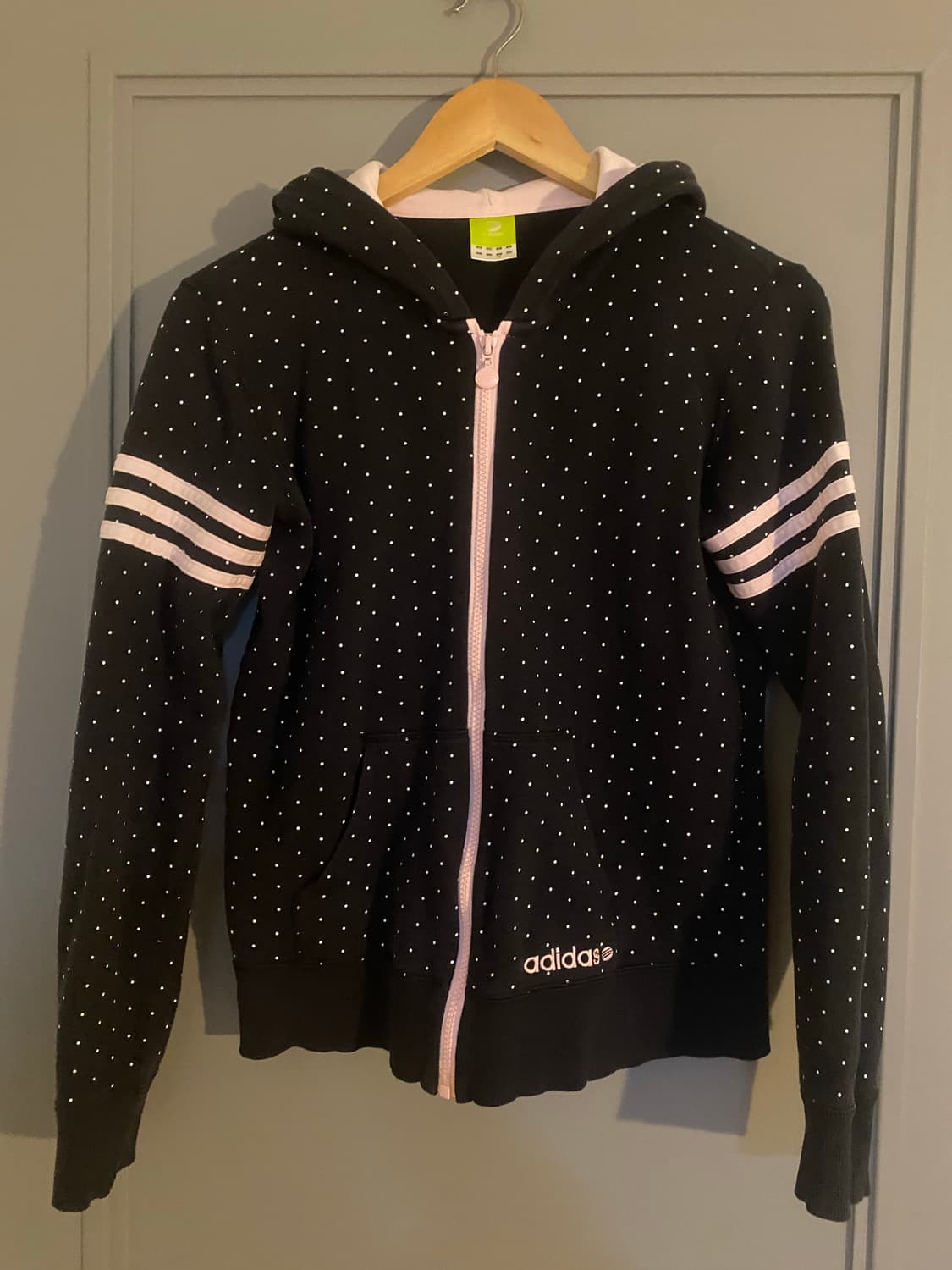 빈티지 아디다스 대장 블랙 핑크 도트 후드 져지 상품이미지1