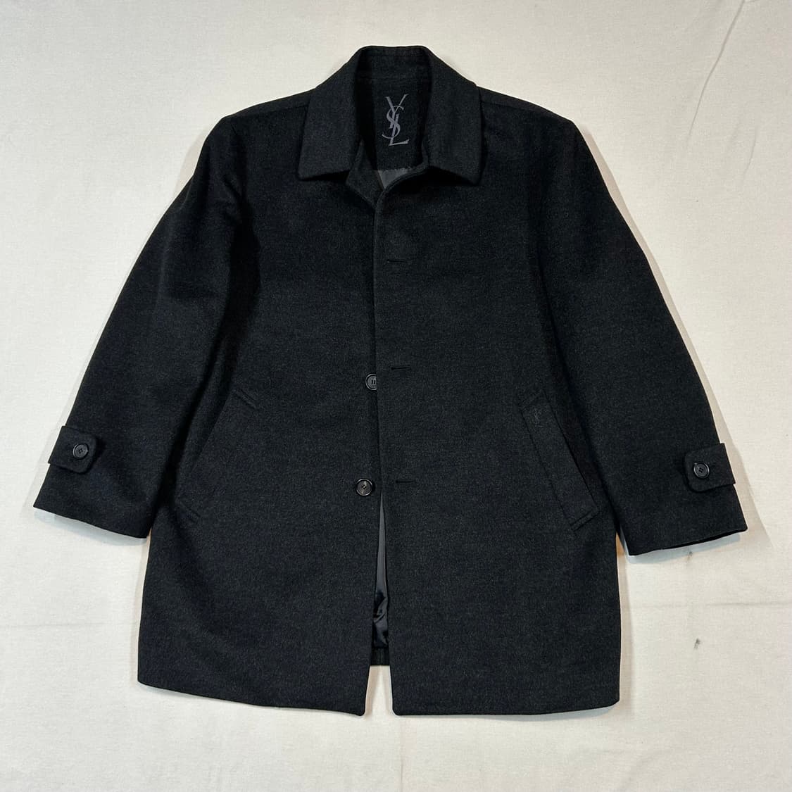 L) YSL 입생로랑 울 미디움 코트 자켓 블랙 상품이미지1