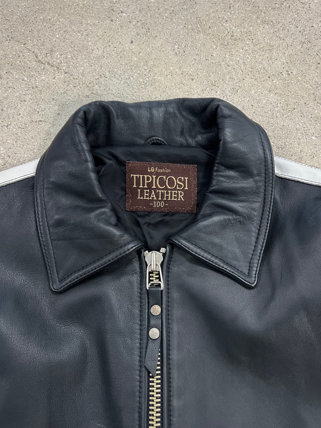 티피코시 빅로고 배색 카우 레더 자켓 상품이미지7