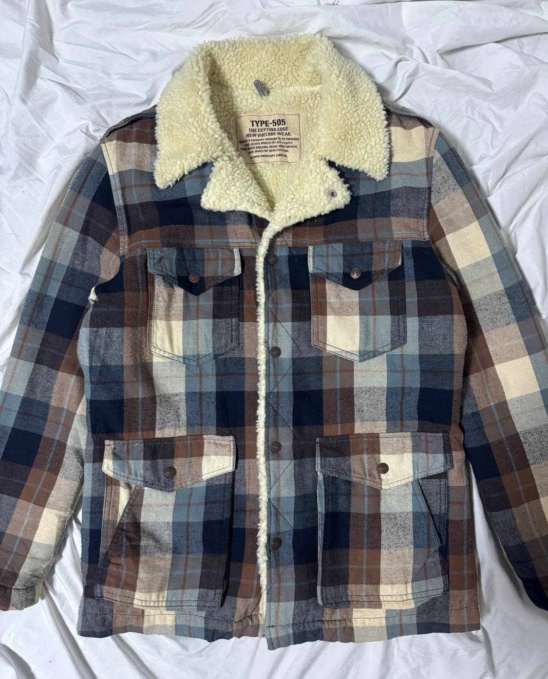 에드윈 체크 쉐르파 시어링 자켓 상품이미지3