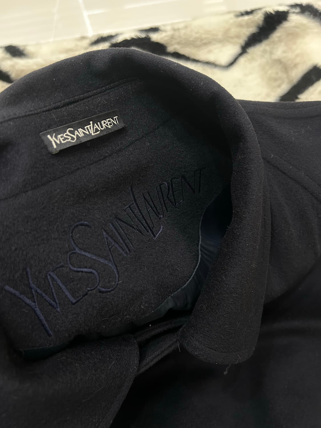 [실측XL]YSL 캐시미어 혼방 나그랑 롱코트/짙은네이비 상품이미지5