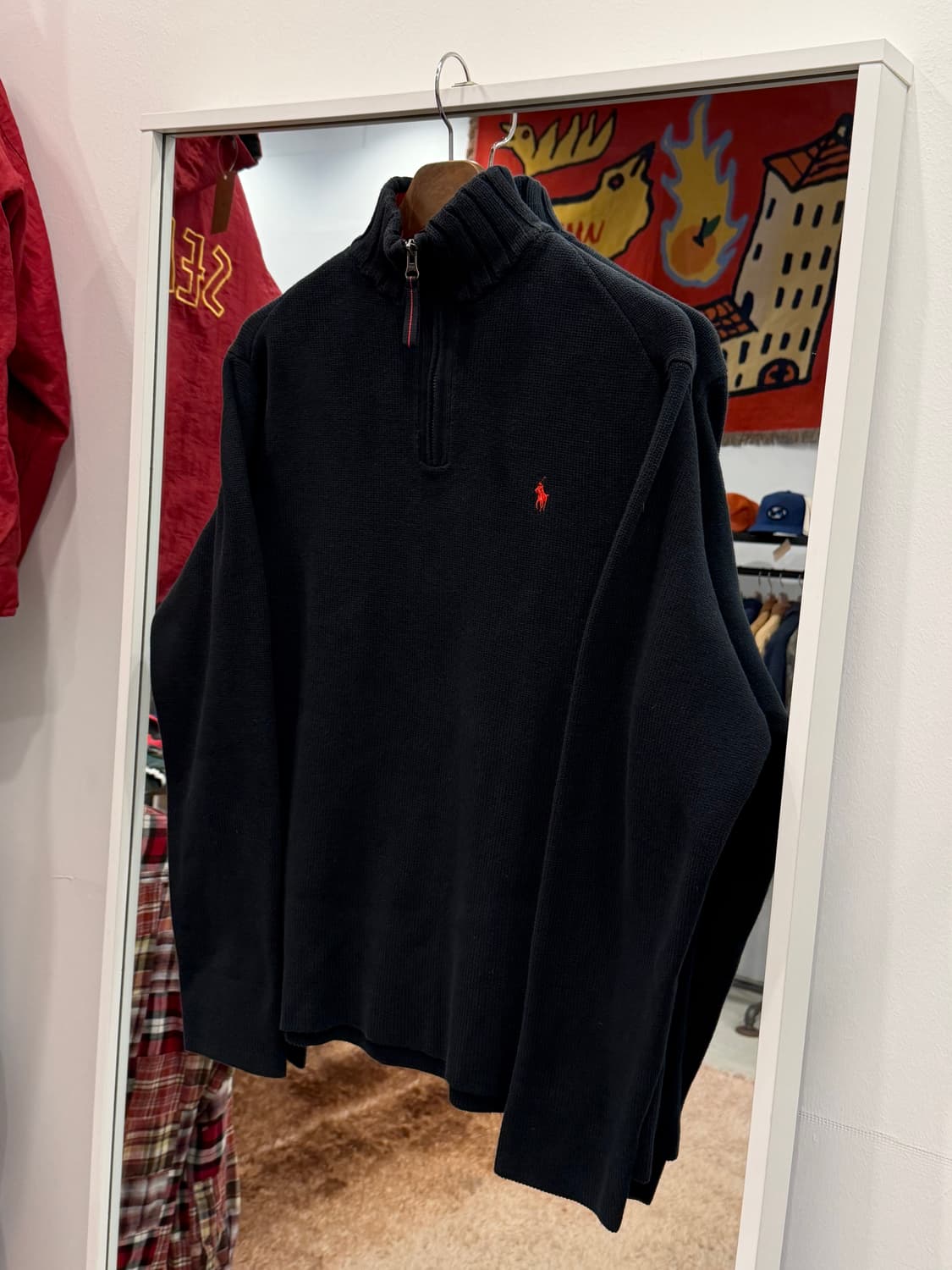 Polo RL 폴로 랄프로렌 하프넥 쿼터 집업 니트 (Black) 상품이미지1