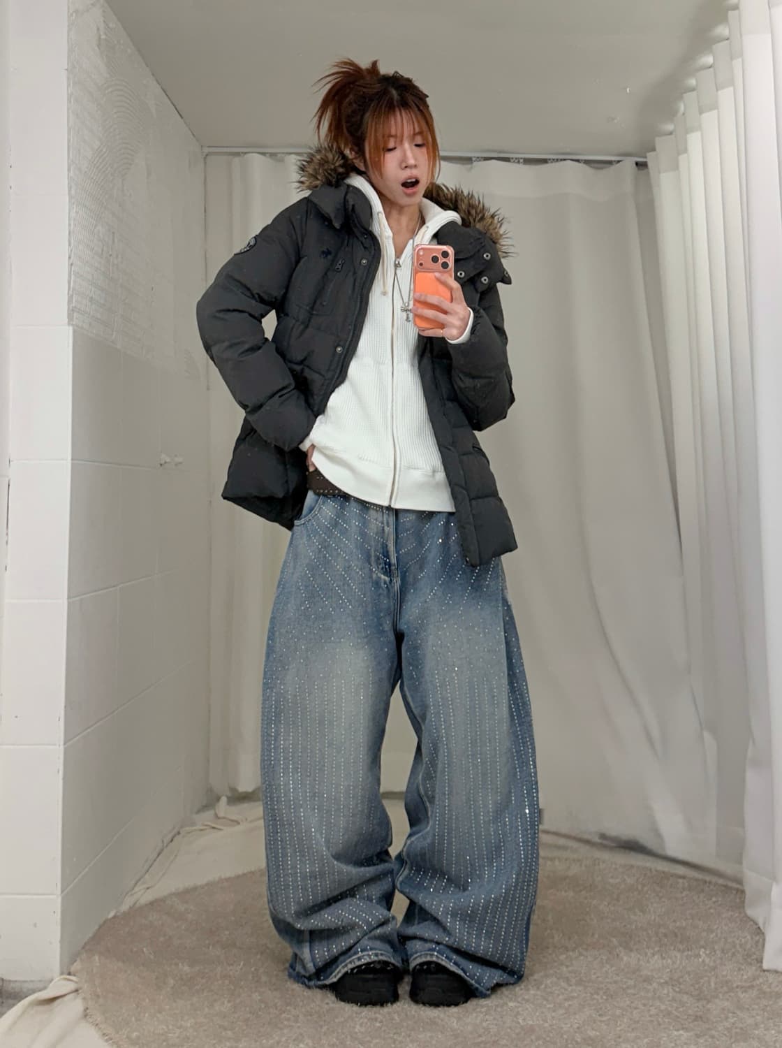 아베크롬비 울프죠 패딩 큐빅 쿨 데님 스트릿 코디 세트 상품이미지2