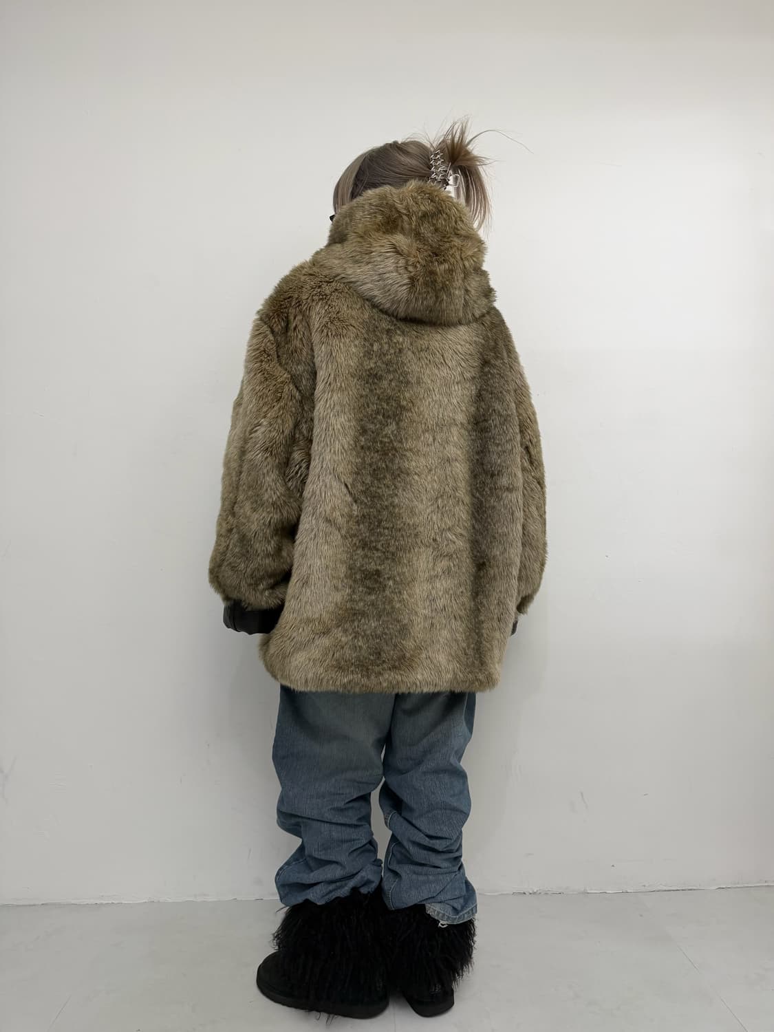 리버시블 브라운 퍼 레더 후드집업 상품이미지5