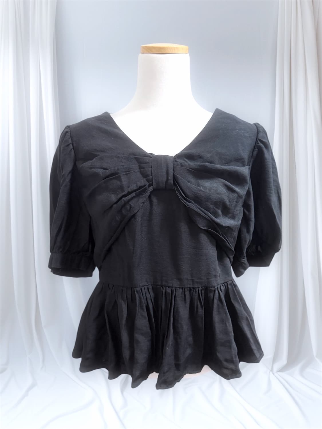 빈티지 모리걸 로걀 공겜여주 리본 셔링 반팔 상품이미지1