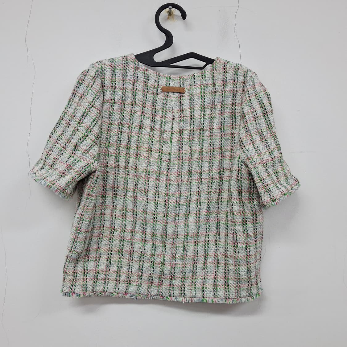 써스데이아일랜드 22 브이넥 트위드 자켓 여성 85 S 상태좋음 상품이미지2