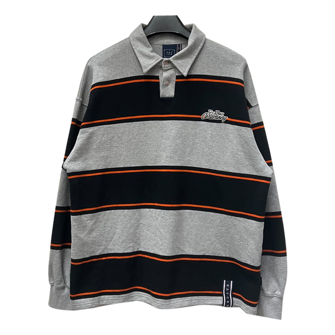 로맨틱크라운 오버핏 스트라이프 폴로 카라 맨투맨 L 상품이미지1