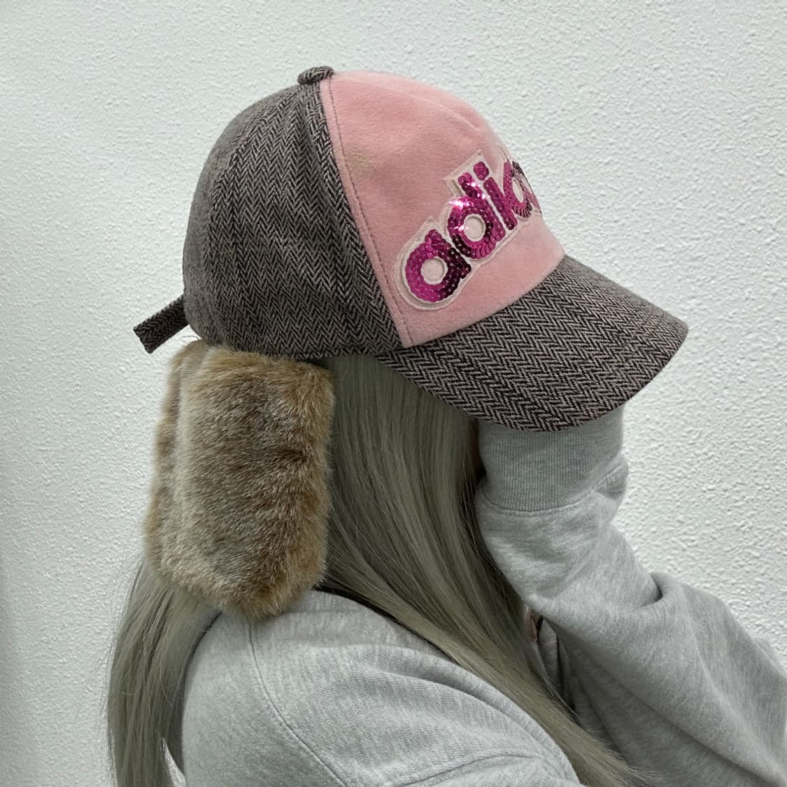 아디다스 y2k 딸기핑크 군밤모자 상품이미지5