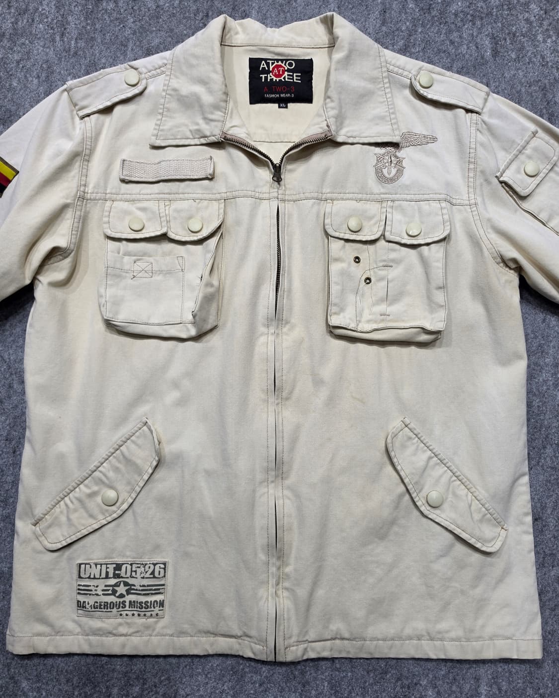 빈티지 멀티포켓 밀리터리 유틸리티 반팔 자켓 집업셔츠 XL 상품이미지4