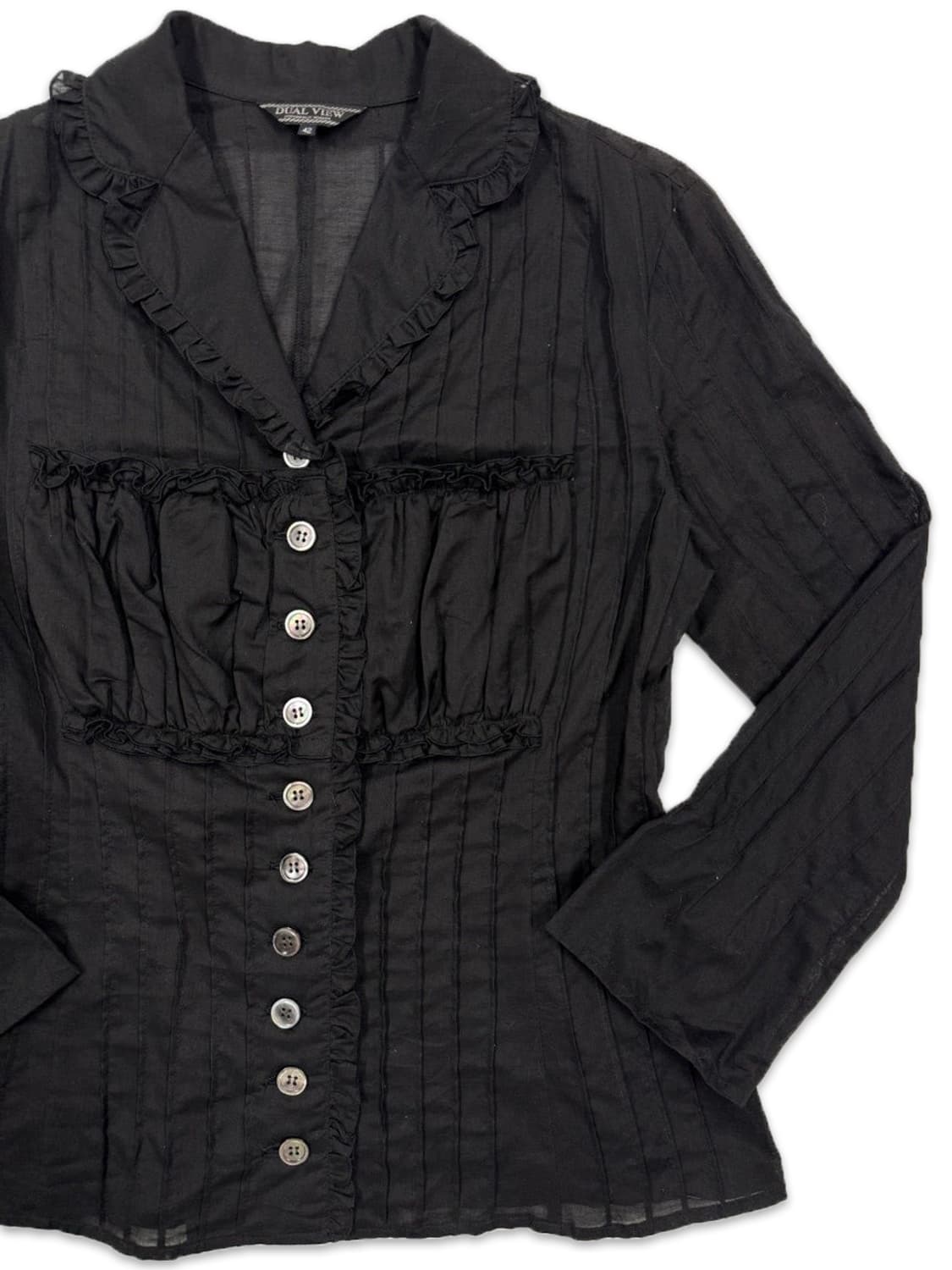 빈티지 DUAL VIEW 블랙 시스루 레이스 프릴 셔츠 상품이미지2