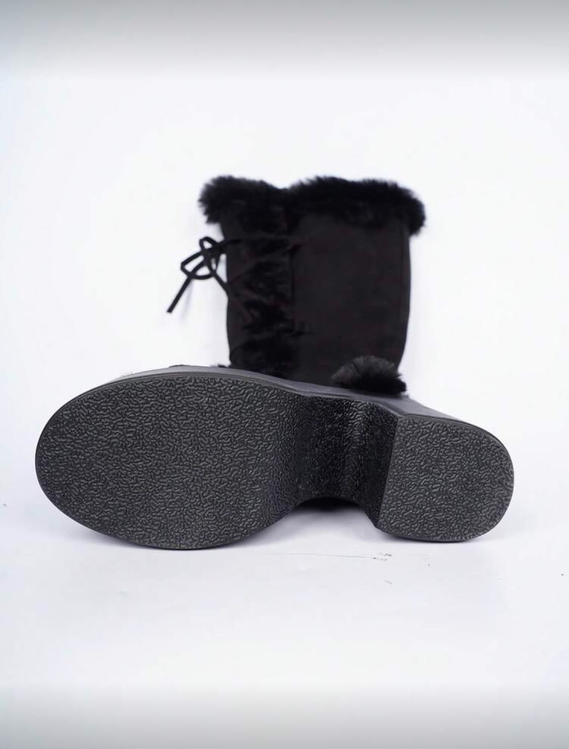 레이스 퍼 부츠 블랙 고딕 상품이미지4