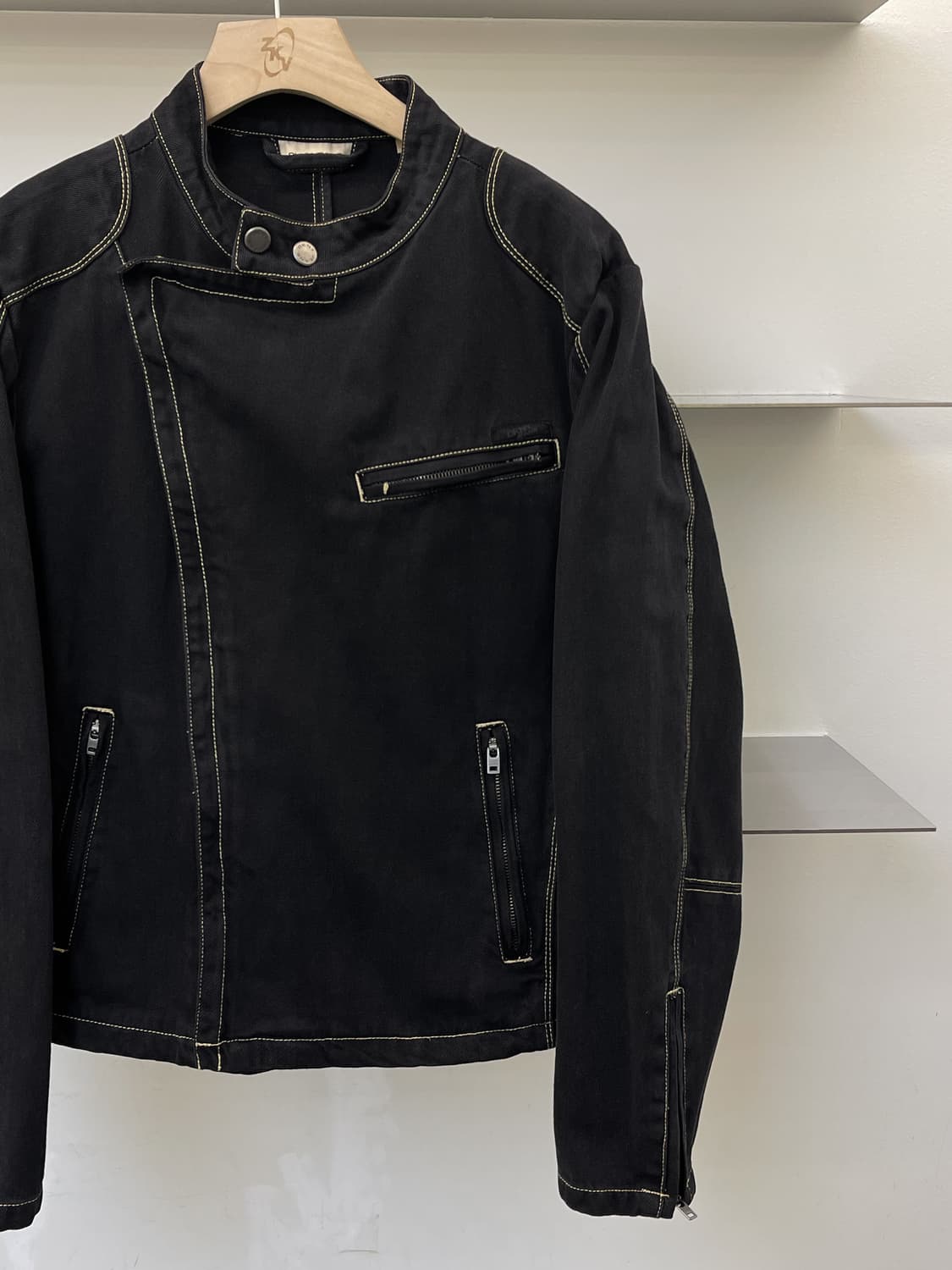 Dkny jeans 코튼 스티치 바이커 자켓 상품이미지4