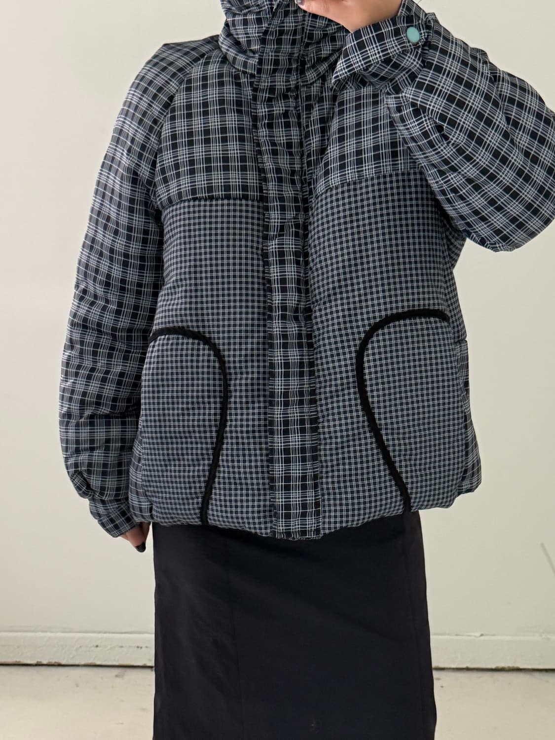 일본빈티지 체크 모리 숏패딩 상품이미지3