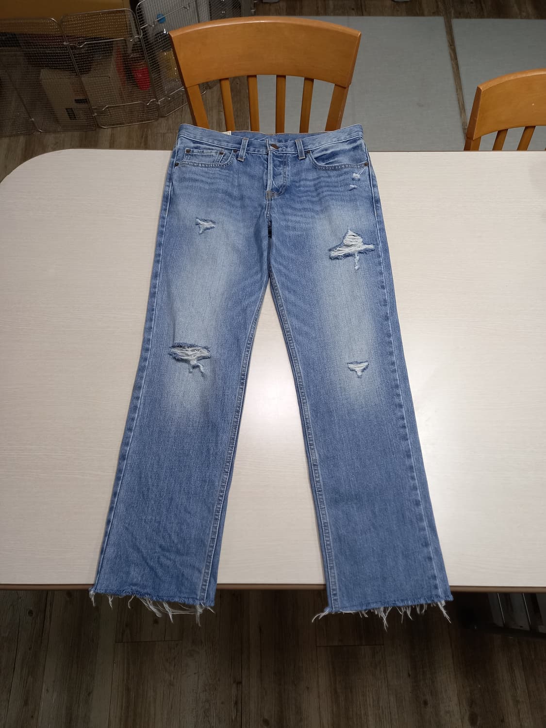 31 HOLLISTER 데미지워싱 일자 크롭진 31-502 상품이미지1