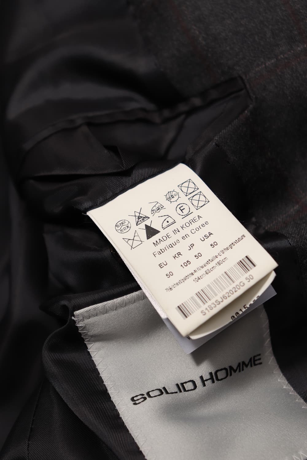 SOLID HOMME 울 체크 슬림핏 투버튼 블레이저 size 50 상품이미지6