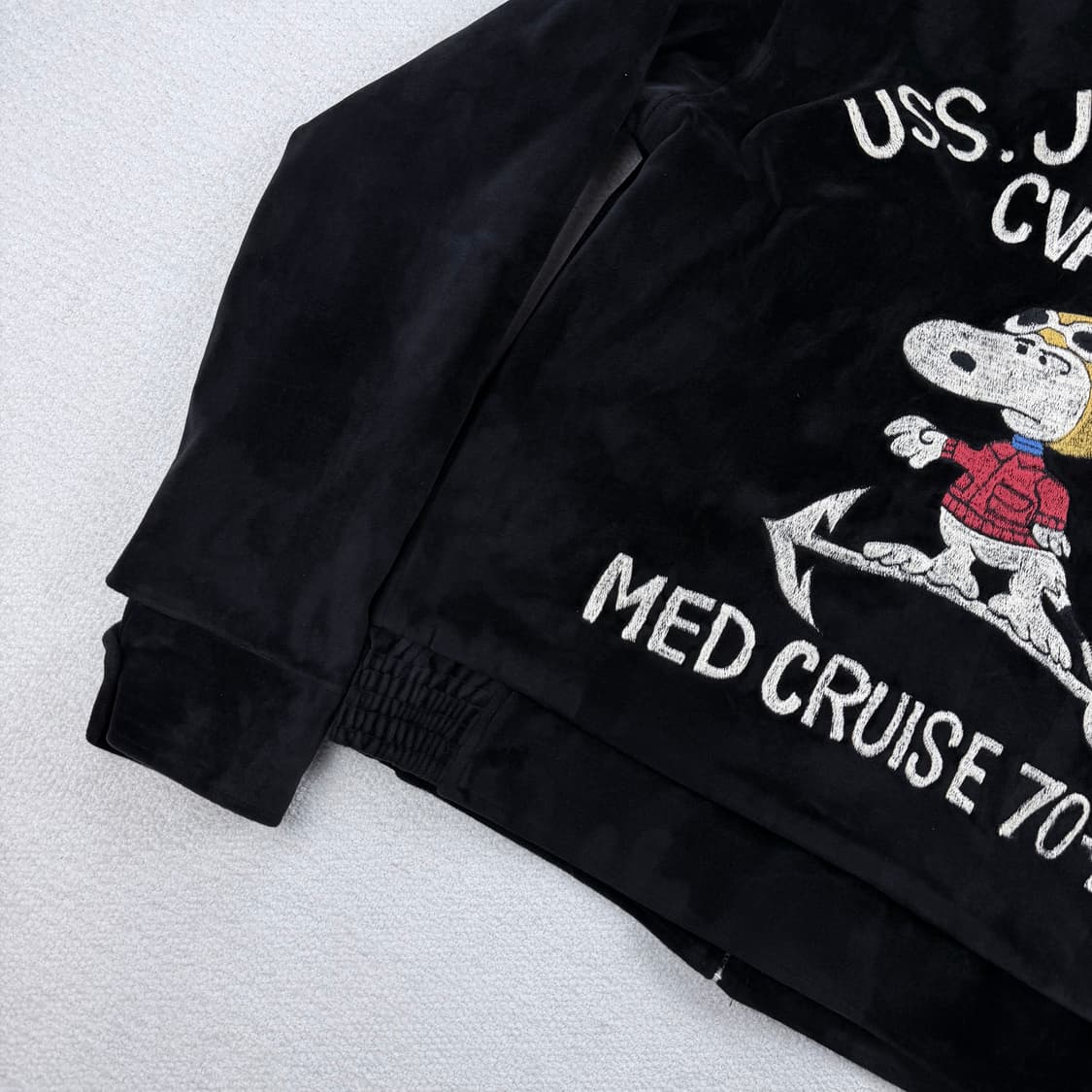 Military souvenir 복각 스누피 자수 벨벳 자켓 상품이미지8