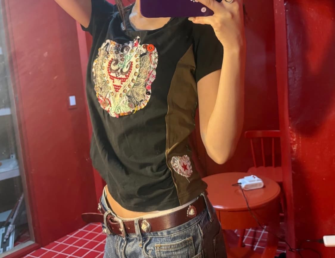 패치워크 반팔티 상품이미지4