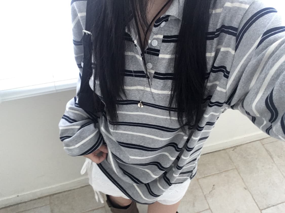 아워캐비넷 ourcabinet 럭비 스트라이프 오버티셔츠 상품이미지1