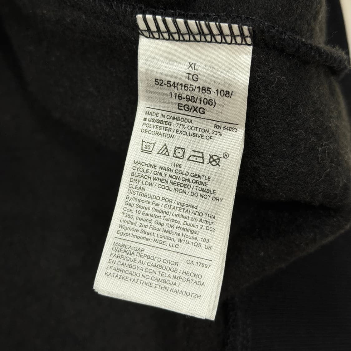 GAP 빈티지 스펠로고 기모 후드집업 자켓 블랙 XL 상품이미지4
