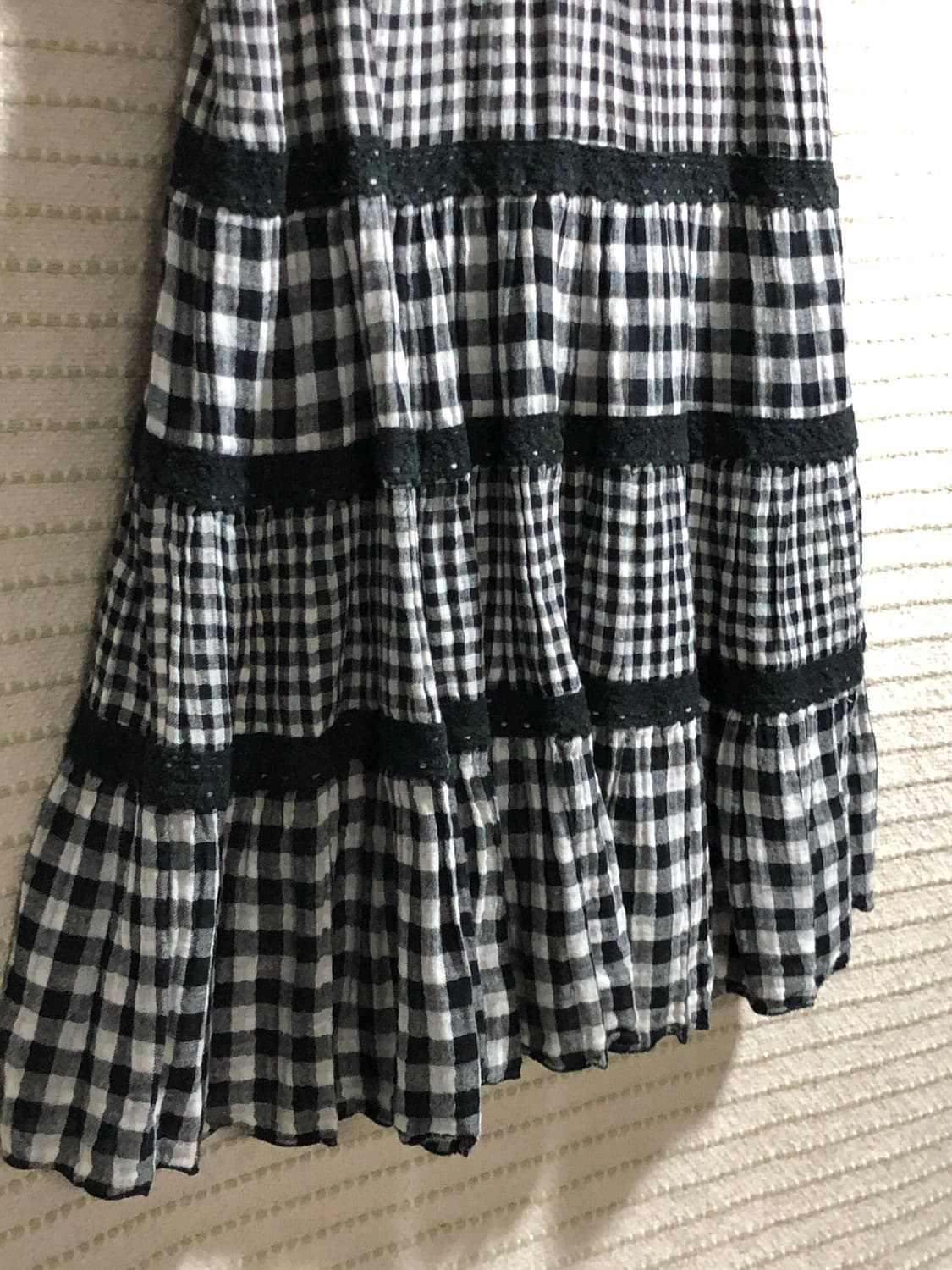 일본 빈티지 블랙 미니 체크 패턴 숏 모리걸 원피스 상품이미지4