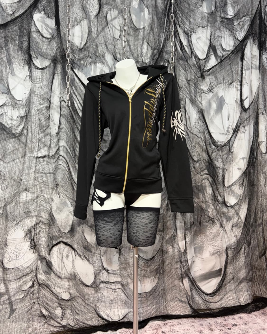 Y2K lettering Glitter hoodie zip up 상품이미지1