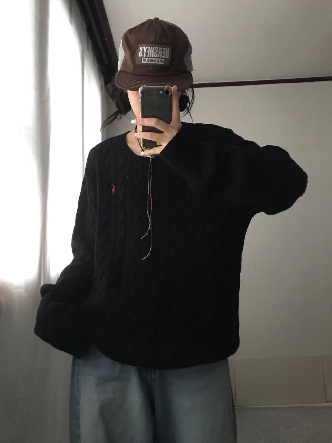 폴로 블랙 케이블 니트 상품이미지7