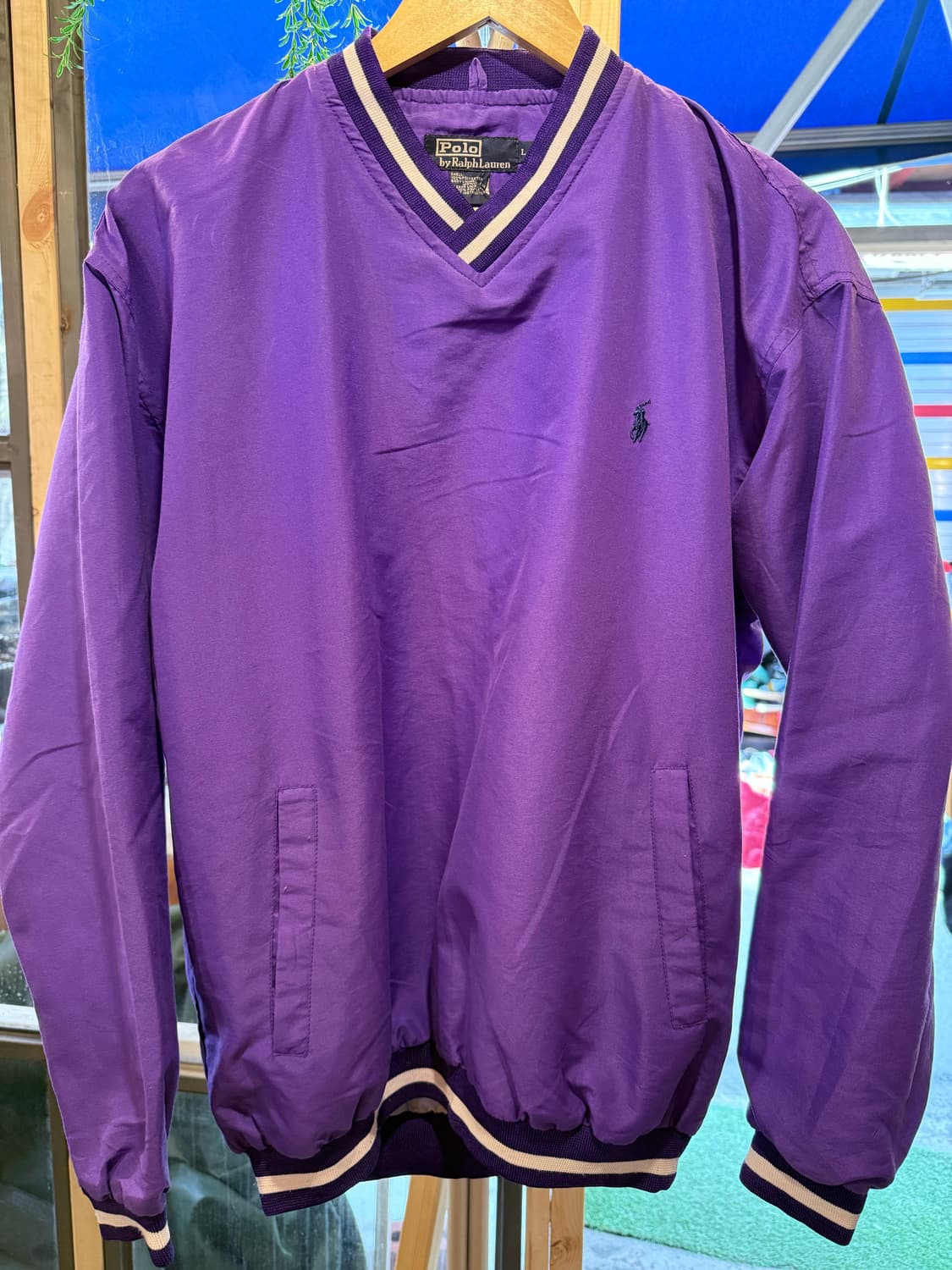 폴로 랄프로렌 네이비포니 퍼플 올드스쿨 웜업 상품이미지1
