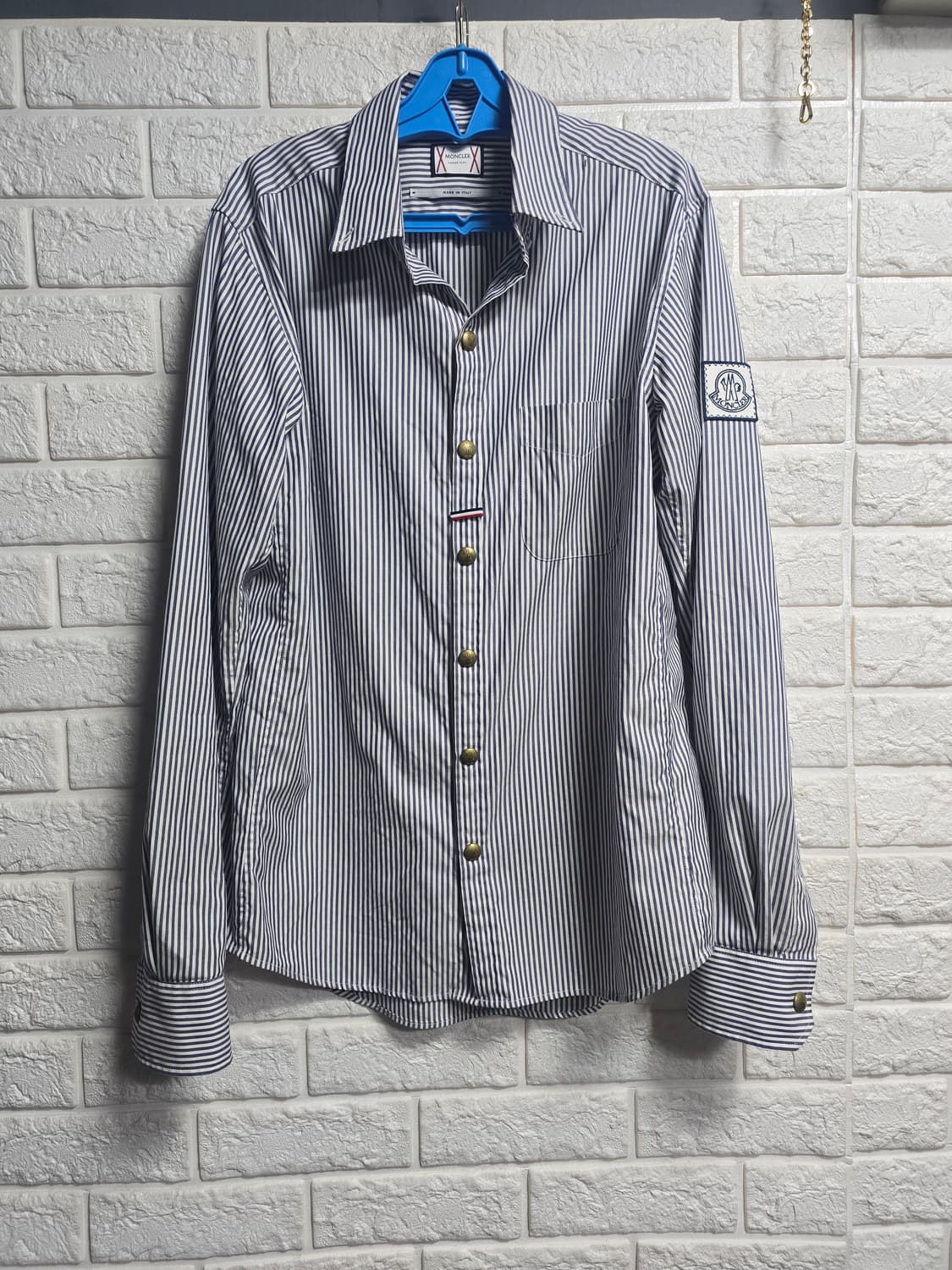 몽클레어 감마 블루 체크 스트라이프 셔츠 1 상품이미지1