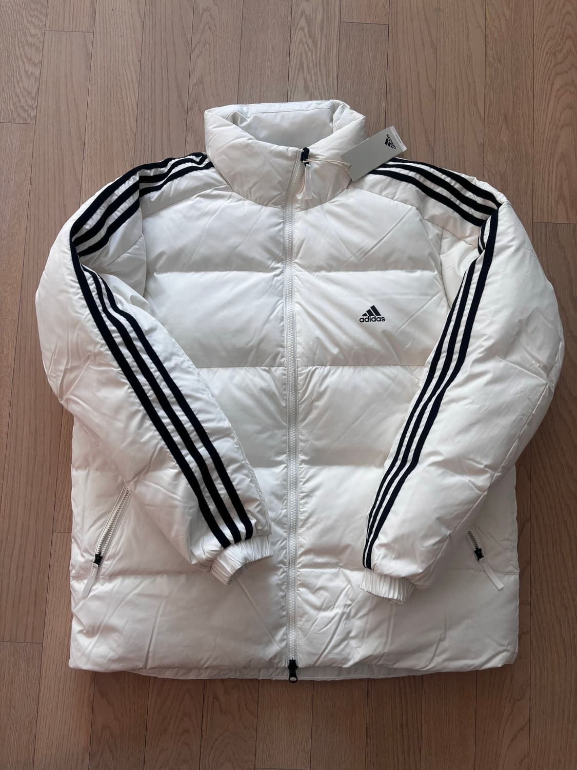 (새상품) 아디다스 3선 흰색 패딩 L 상품이미지1