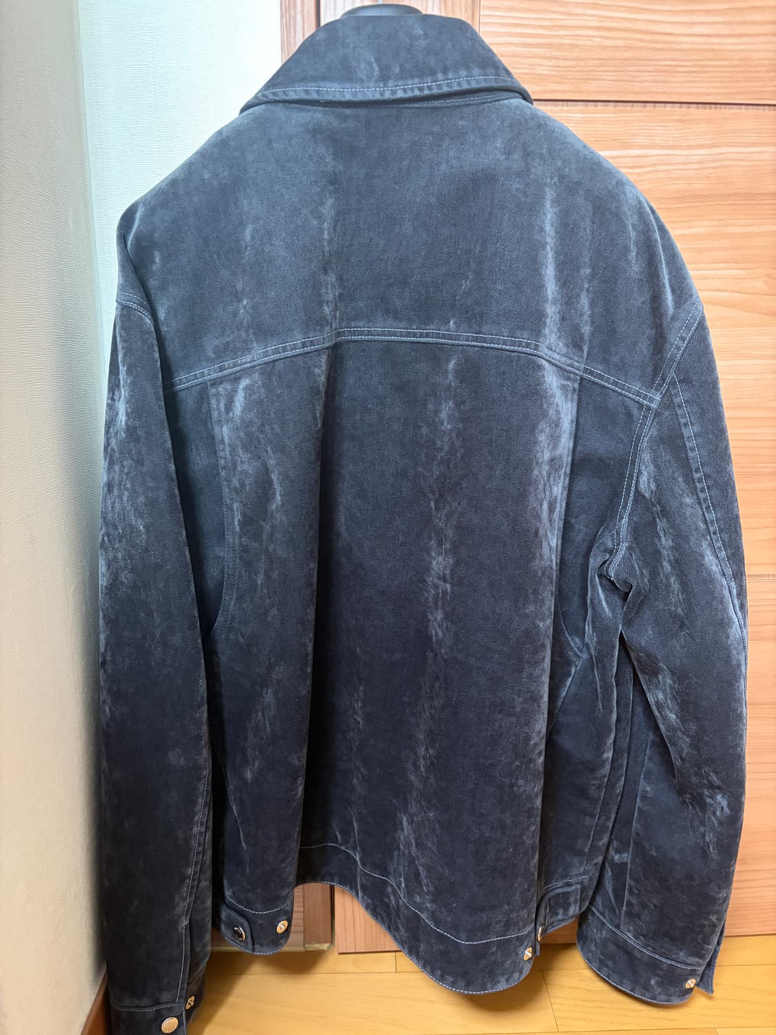 시스템옴므 25fw 벨벳 플로킹 데님 블루종 자켓 다크그레이 105 상품이미지2
