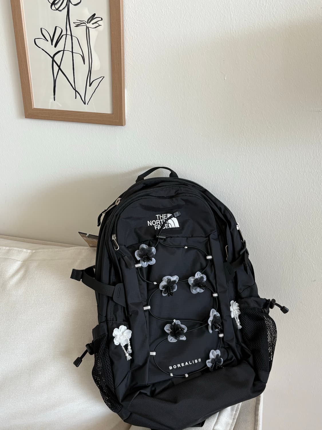 Black flower bagpack 상품이미지1