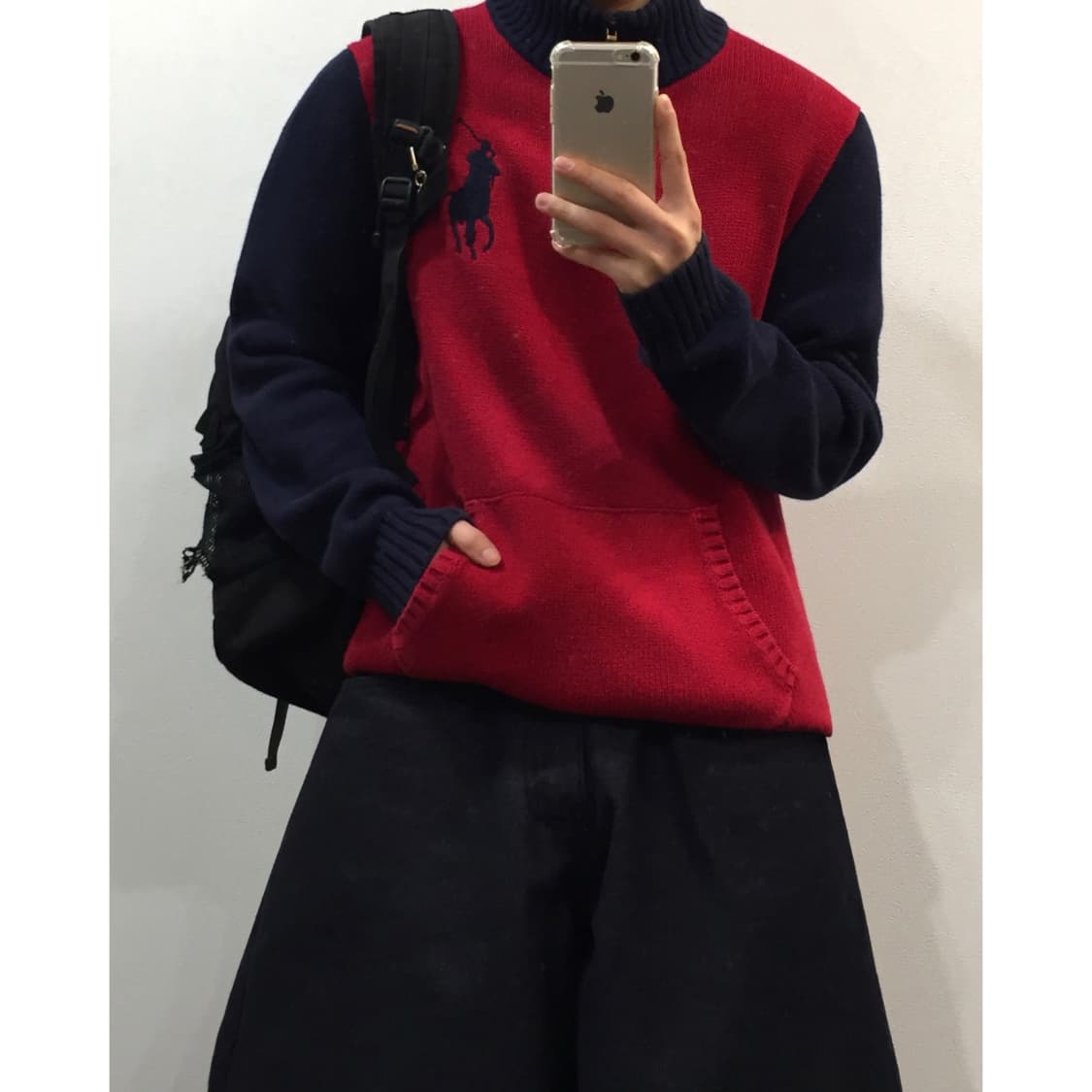 Polo 폴로 랄프로렌 빅포니 배색 니트 반집업 상품이미지3