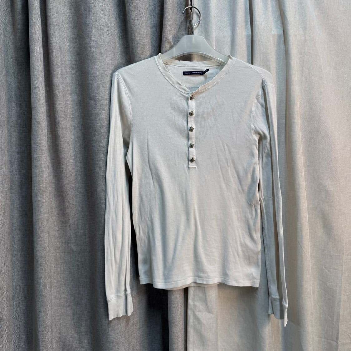 [L] 랄프로렌 화이트 헨리넥 긴팔티셔츠 상품이미지1