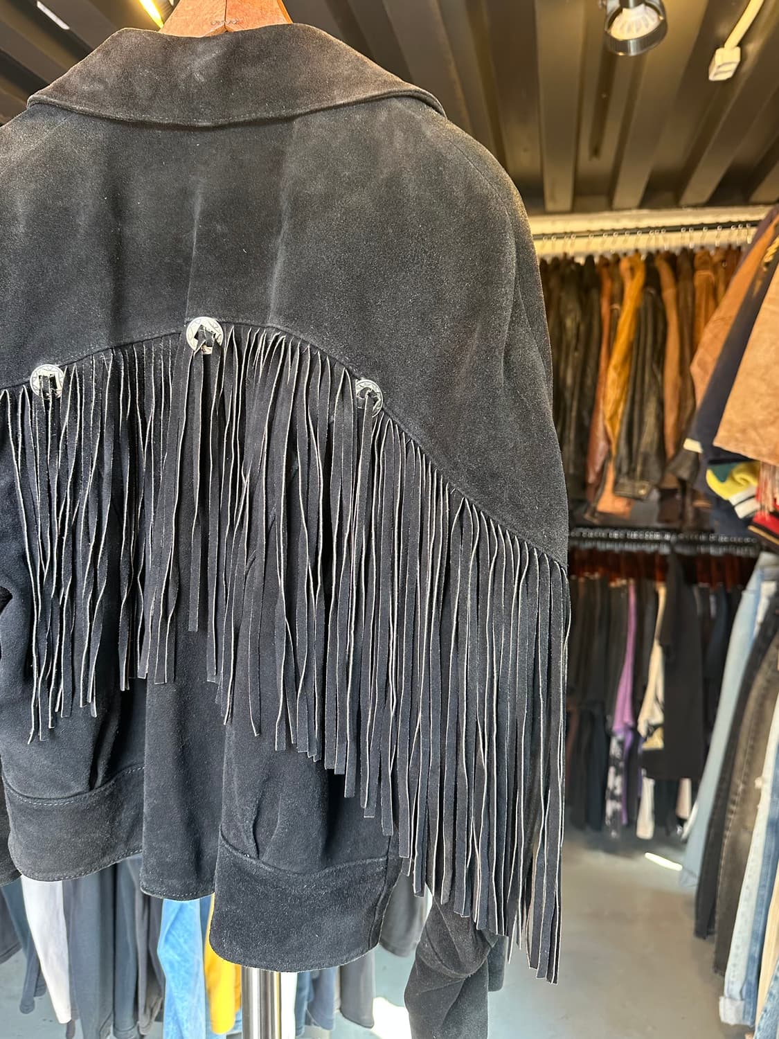 90s 헤비리얼레더 스웨이드 프린지 자켓 상품이미지2