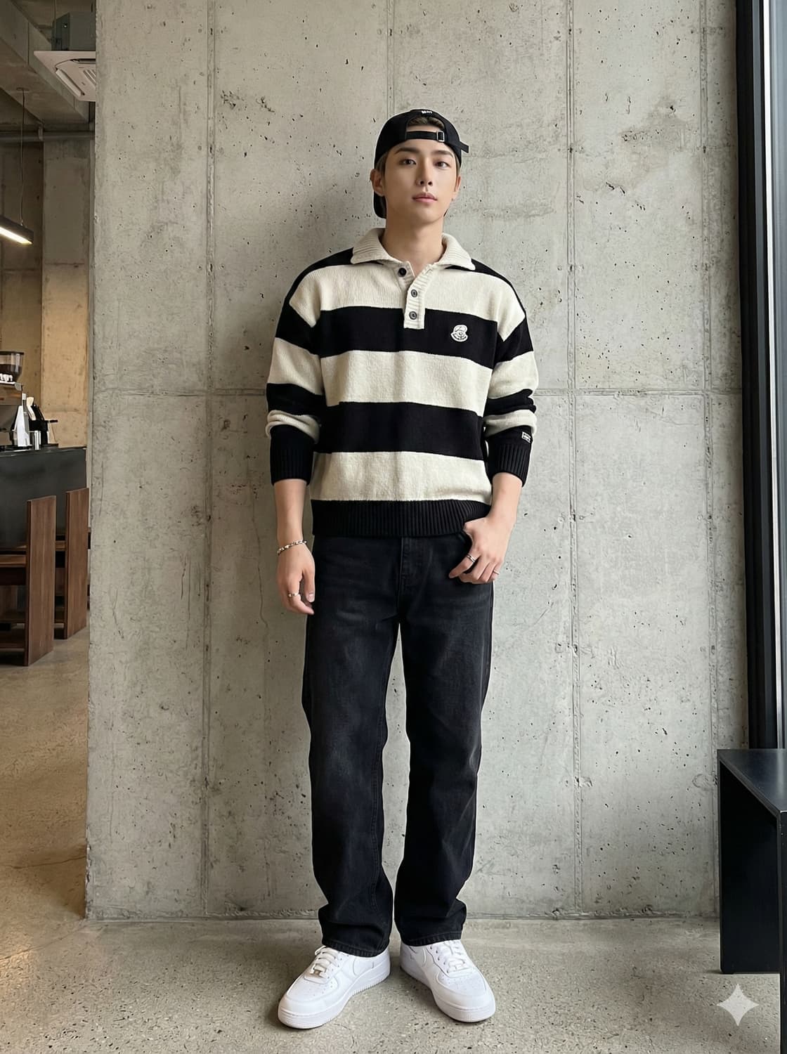 이벳필드 베츠 와펜 스트라이프 카라 니트 상품이미지1