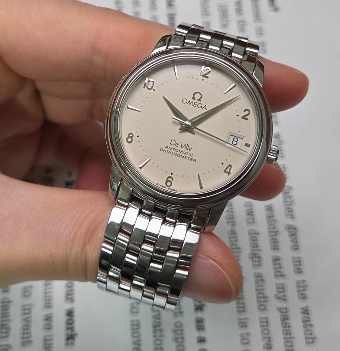 레어] 오메가 드빌 프레스티지 요구르트판 칼침핸즈 상위 크로노미터 오토매 상품이미지3
