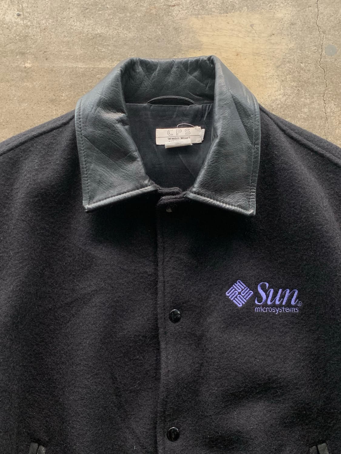 90s JAVA by 썬 마이크로시스템즈 울/레더 자켓 상품이미지4