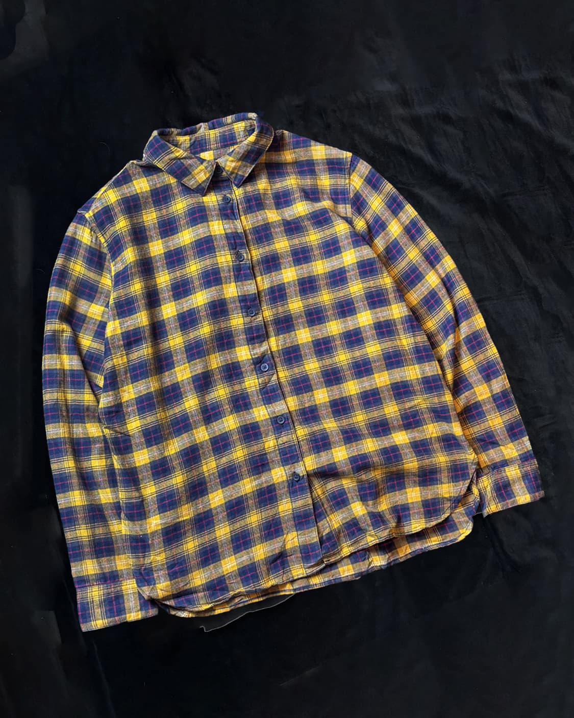 일본빈티지 유니클로 옐로우 체크 셔츠 상품이미지1