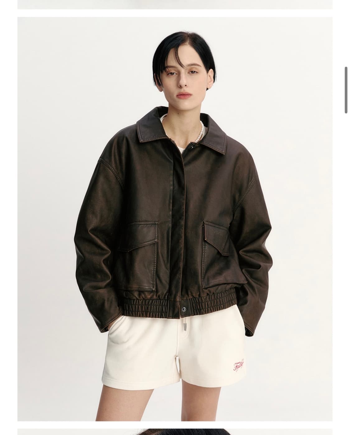 Fallett 팔렛 빈티지 워싱 레더 자켓 브라운 상품이미지1