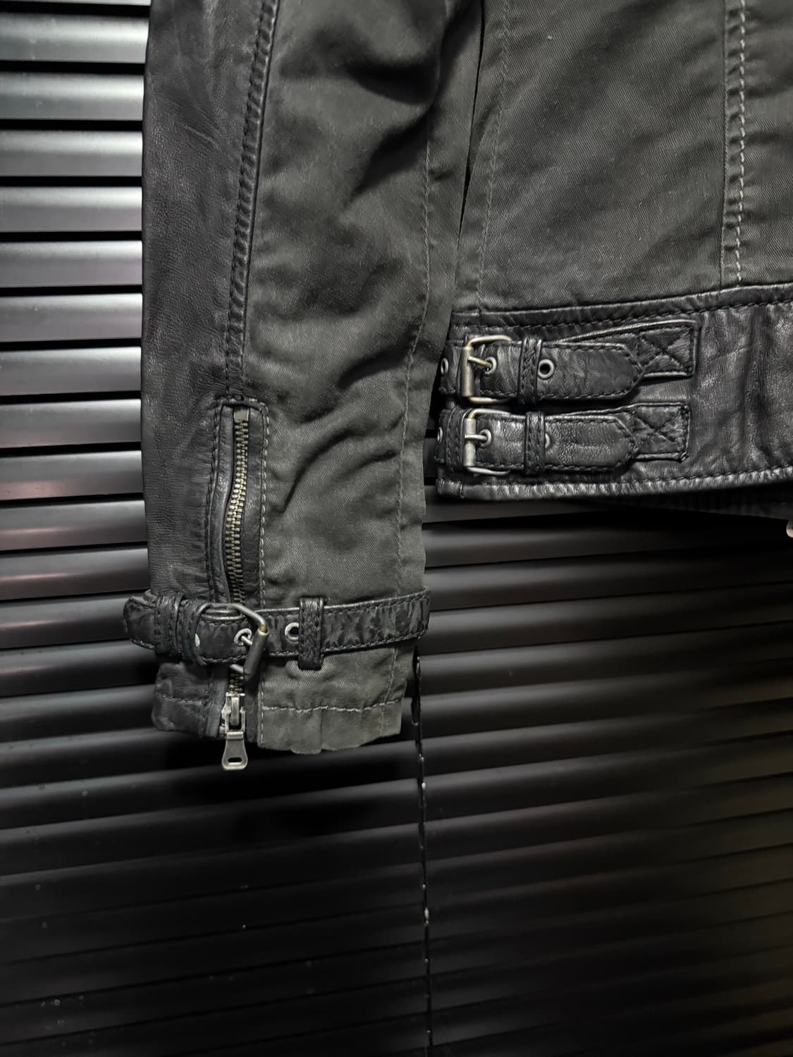 빈티지 런던 그런지 양가죽 라이더 바이커 양 가죽 고스 펑크 락 S 90 상품이미지6