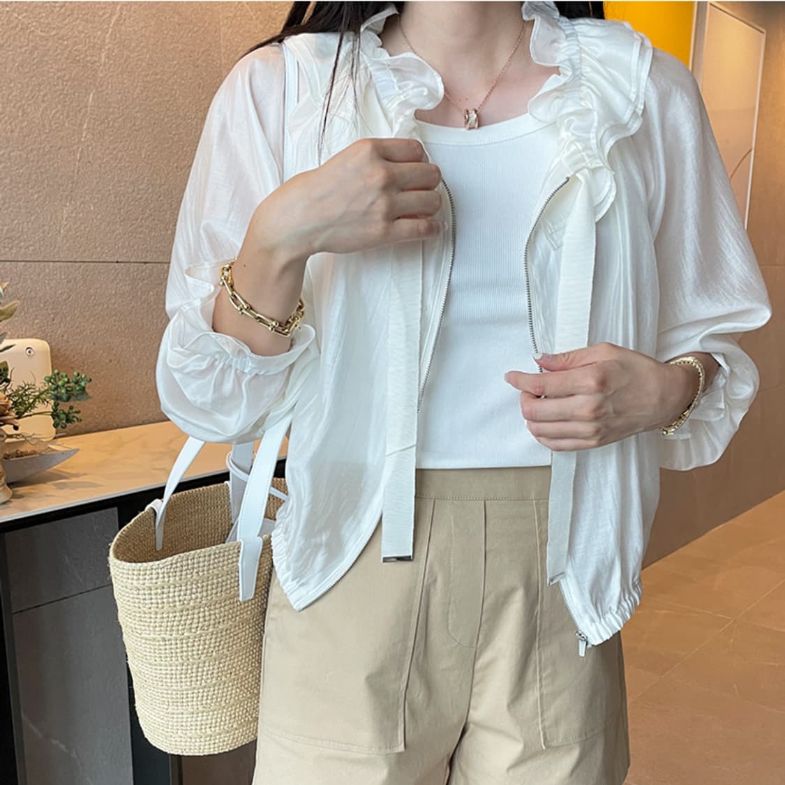 낸시렐라(nancyrella) 시어링 프릴자켓 프리사이즈 새상품 상품이미지2