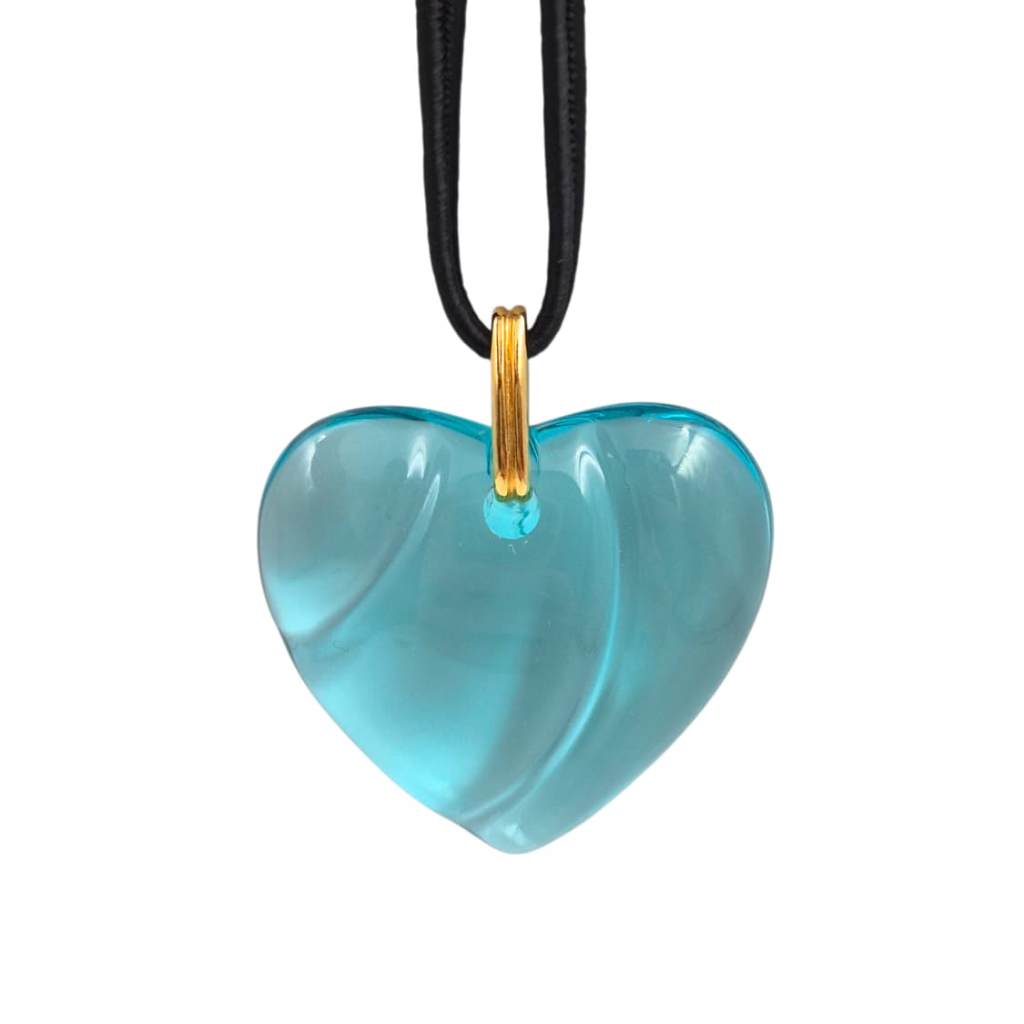 90s 프랑스 바칼라 크리스탈 아쿠아 빅 하트 목걸이 상품이미지7