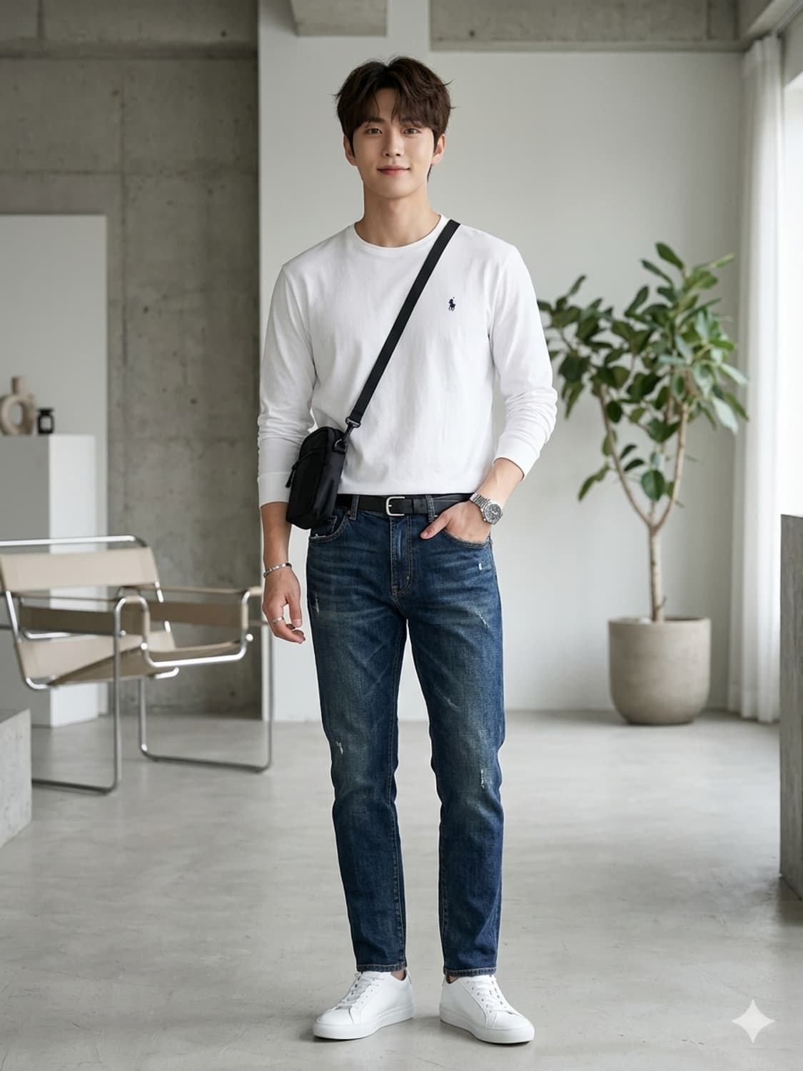 폴로 랄프로렌 커스텀 슬림핏 화이트 긴팔 티셔츠 상품이미지1