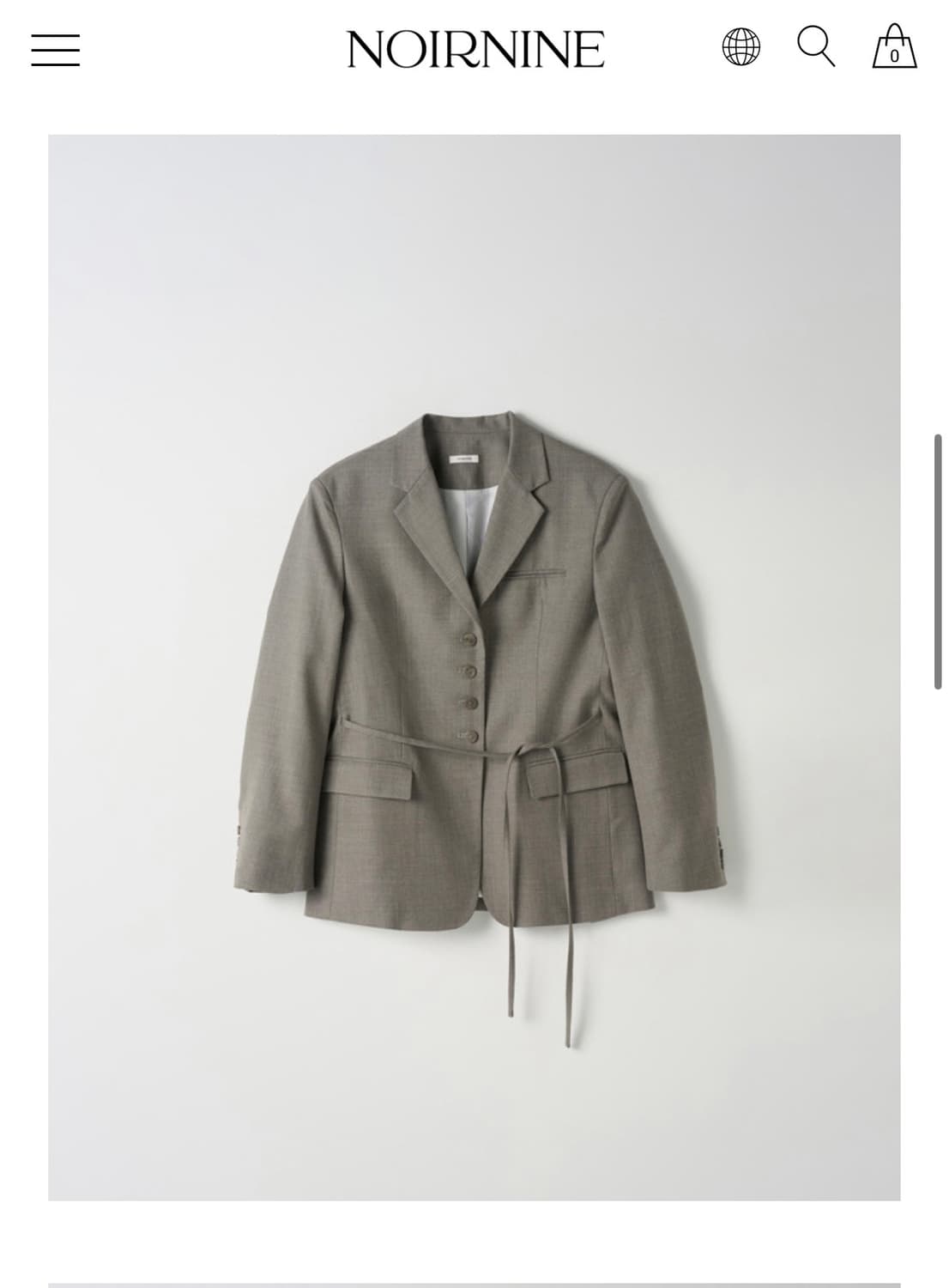누아르나인 Tailored Wool Jacket [GREY MOCHA] 상품이미지1
