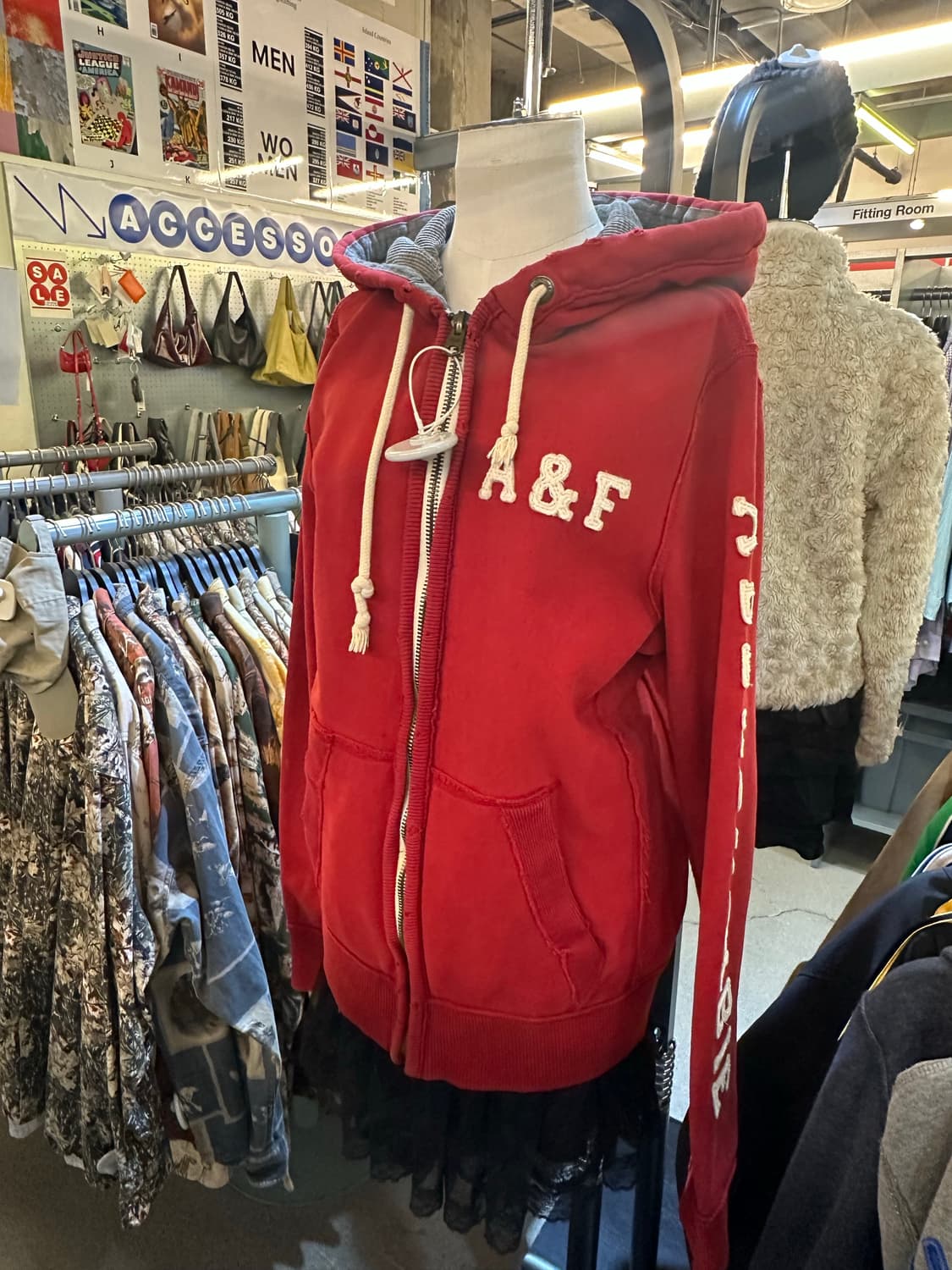 아베크롬비 레드 그런지 후드집업 상품이미지1