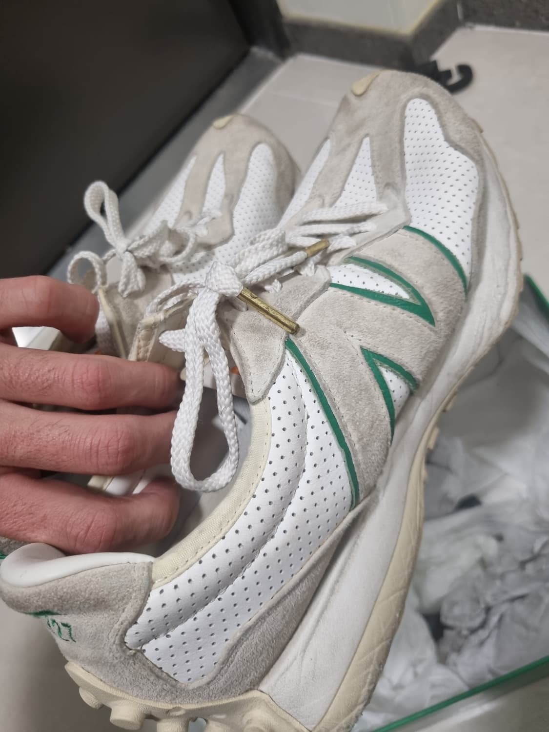 뉴발란스 x 카사블랑카 327 오프 화이트 그린(275사이즈) 상품이미지1