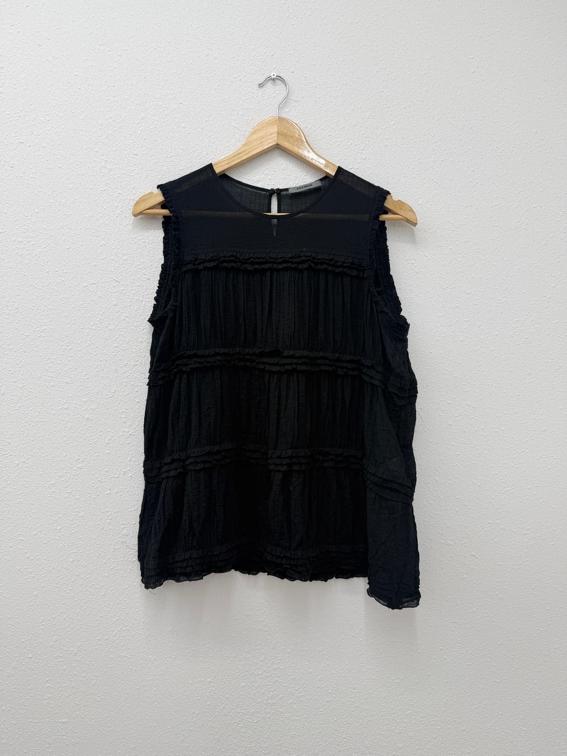 빈티지 PREMISE 블랙 프릴 레이어드 슬리브리스 상품이미지1